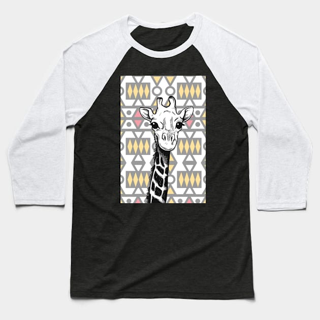 Giraffe - Samakaka Print Baseball T-Shirt by nZDesign